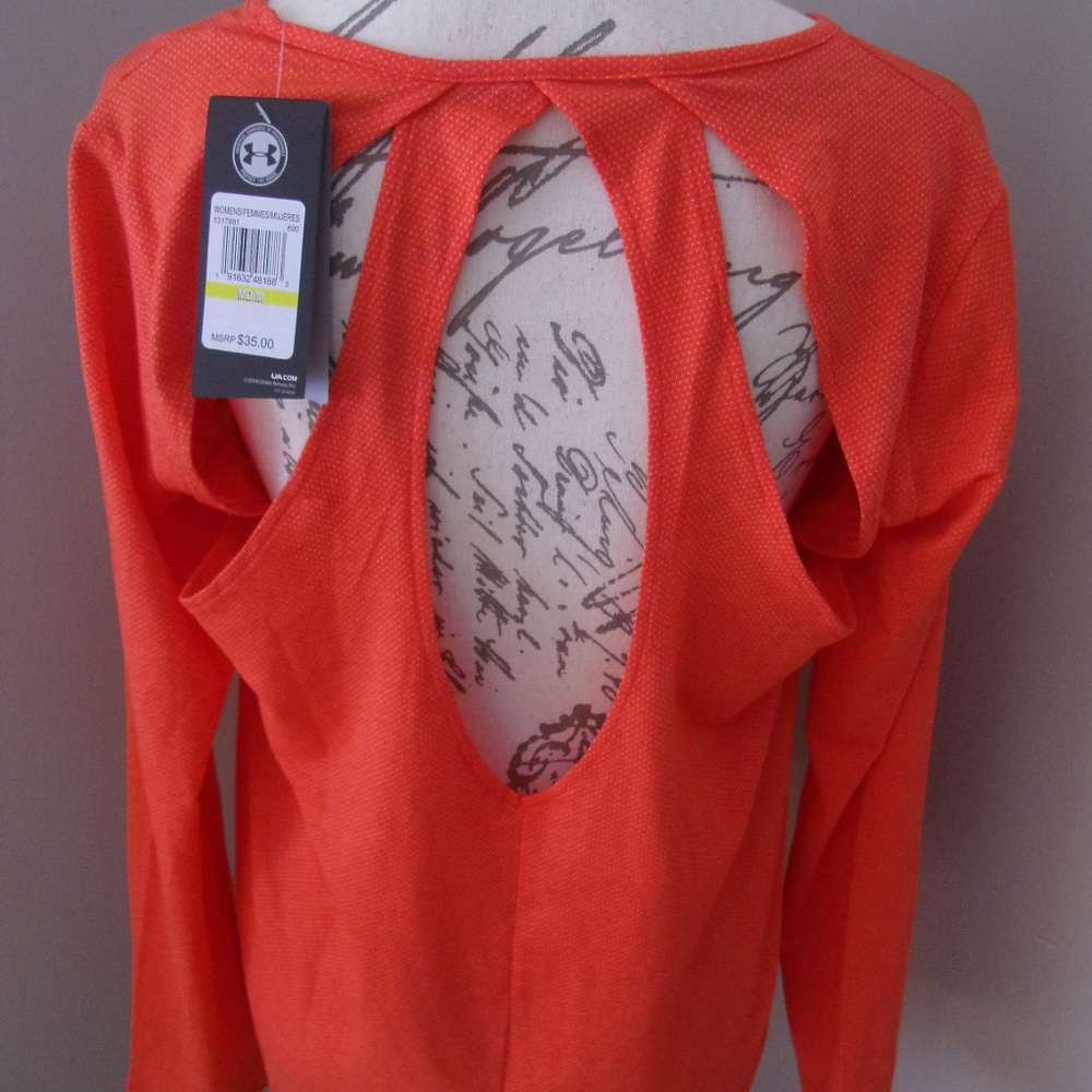 Under Armour Pindot Red Open Back Top NWT MED